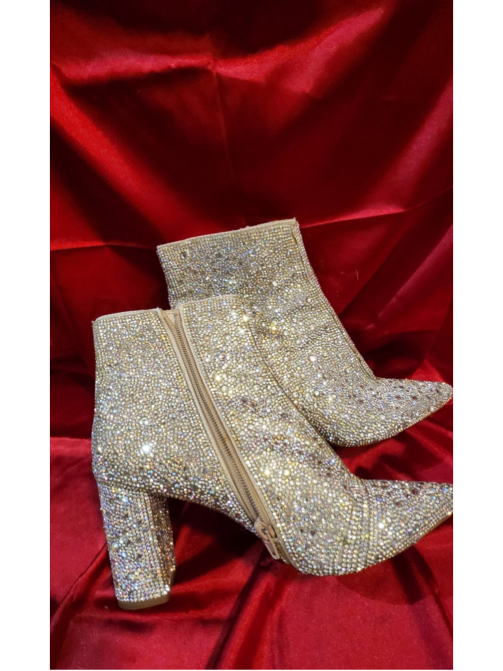 Betsy Johnson Rhinestone Ankle Boots Silver Size 7.5